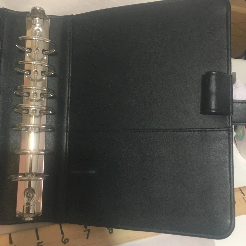 Franklin Covey Black/Tan Geometric Strap 6-Ring Compact Planner Organizer Binder